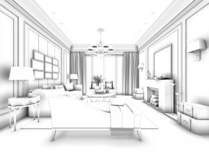 european-style living room design 01 3D Model