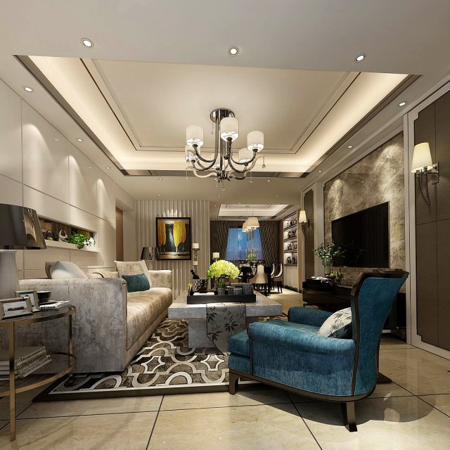 european-style living room design 08 3Dモデル .c4d .max .obj .3ds .fbx .stl .blend 