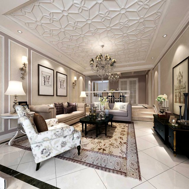 european-style living room design 09 3Dモデル .c4d .max .obj .3ds .fbx .stl .blend 