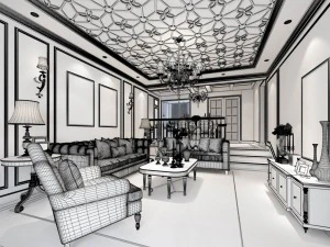 european-style living room design 09 3D Model