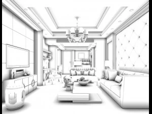 european-style living room design 12 3D Model