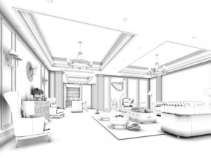 european-style living room design 17 3D Model