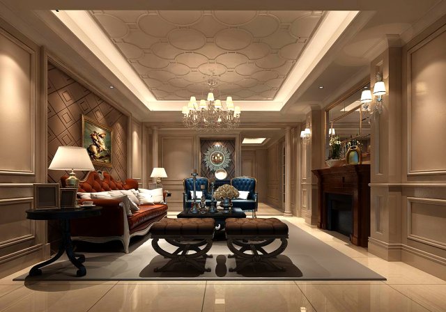 european-style living room design 22 3D Модель .c4d .max .obj .3ds .fbx .stl .blend 