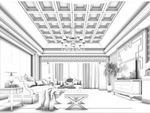 european-style living room design 25 Model 3D
