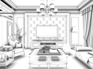 european-style living room design 26 3D Model