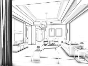 stylish family living room design 27 3D Model