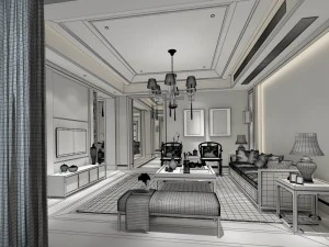 stylish family living room design 27 3D Model