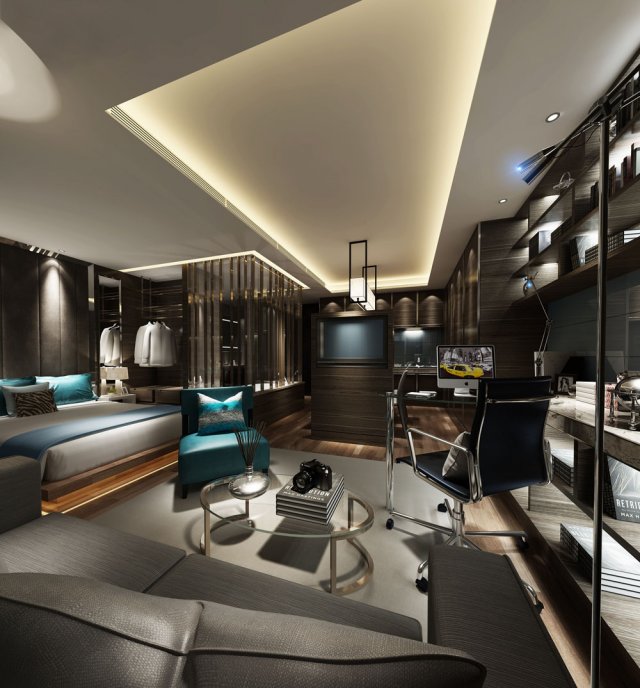 luxury luxury home decoration - bedroom 6110 3D Model .c4d .max .obj .3ds .fbx .stl .blend 