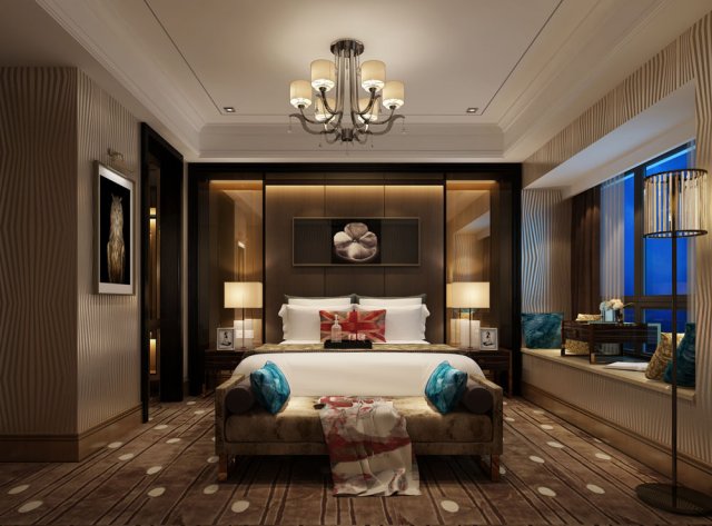 luxury luxury home decoration - bedroom 6112 3D Model .c4d .max .obj .3ds .fbx .stl .blend 