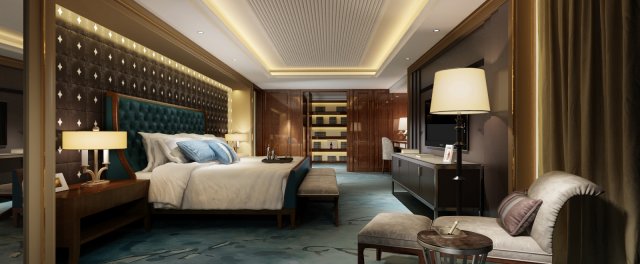 stylish luxury home decoration - bedroom 6113 3D Model .c4d .max .obj .3ds .fbx .stl .blend 