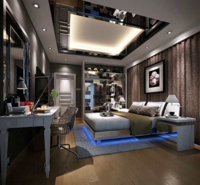 stylish luxury home decoration - bedroom 6114 3D Модель .c4d .max .obj .3ds .fbx .stl .blend 