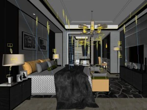 stylish luxury home decoration - bedroom 6115 3D Model