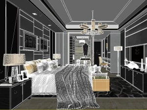 stylish luxury home decoration - bedroom 6115 3D Model