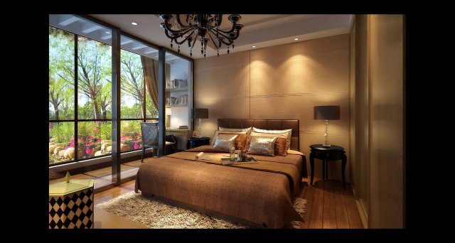 fashionable luxury bedroom 5107 3D Модель .c4d .max .obj .3ds .fbx .stl .blend 
