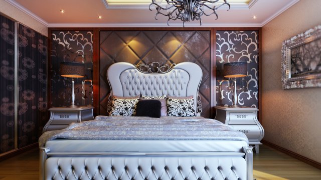 fashionable european bedroom 1804 3D Model .c4d .max .obj .3ds .fbx .stl .blend