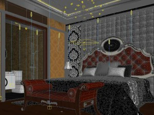 stylish european bedroom 1810 3D Model