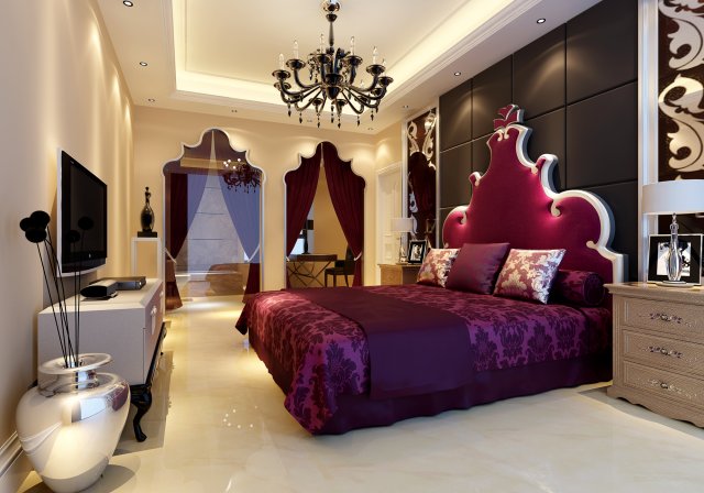 stylish european bedroom 1811 3D Model .c4d .max .obj .3ds .fbx .stl .blend 