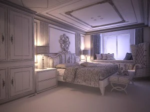 stylish european bedroom 1813 3D Model