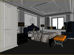 stylish european bedroom 1813 3D Model