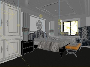 stylish european bedroom 1813 3D मॉडल