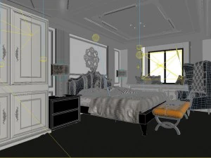 stylish european bedroom 1813 3D Model
