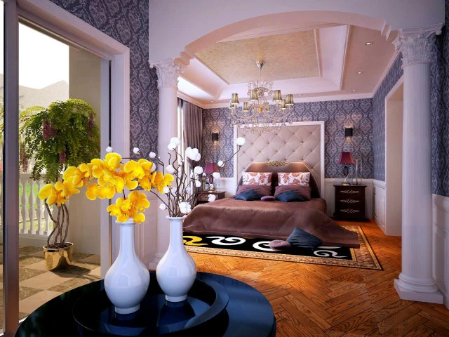 stylish european bedroom 1814 3D Model .c4d .max .obj .3ds .fbx .stl .blend 