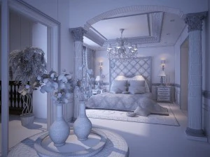 stylish european bedroom 1814 3D Model