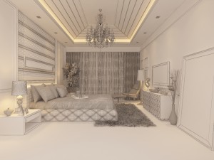 stylish european bedroom 1815 3D मॉडल