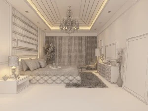 stylish european bedroom 1815 3D Model