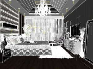 stylish european bedroom 1815 3D मॉडल