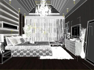 stylish european bedroom 1815 3D Model