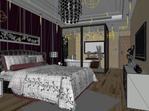 stylish european bedroom 1816 Modello 3D