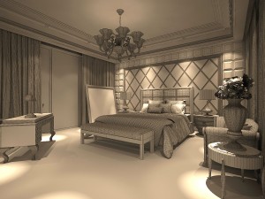 stylish european bedroom 1817 3D Model