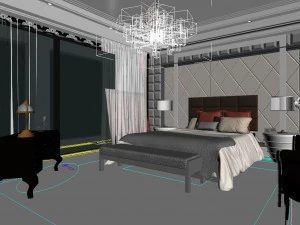 stylish european bedroom 1817 3D Model
