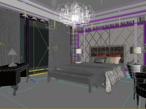 stylish european bedroom 1817 3D Model