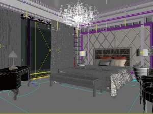 stylish european bedroom 1817 3D Model