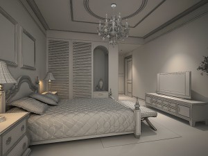 stylish european bedroom 1820 3D मॉडल