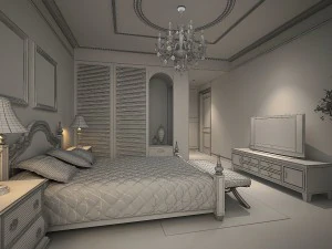stylish european bedroom 1820 3D Model