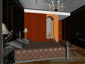 stylish european bedroom 1820 3D मॉडल