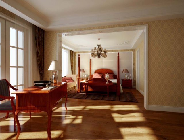 stylish european bedroom 1821 Modello 3D .c4d .max .obj .3ds .fbx .stl .blend 