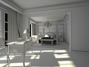 stylish european bedroom 1821 Modello 3D