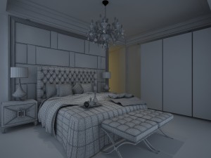 stylish european bedroom 1822 Modello 3D