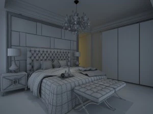 stylish european bedroom 1822 3D Model