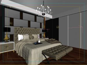 stylish european bedroom 1822 3D Model
