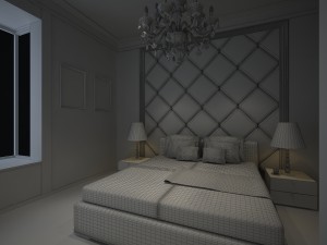 stylish european bedroom 1823 3D Model