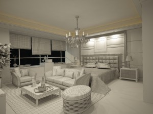 stylish european bedroom 1824 Modello 3D