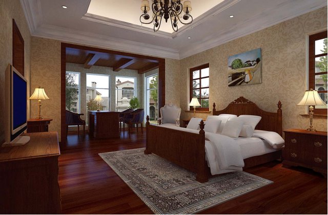 stylish european bedroom 1825 3Dモデル .c4d .max .obj .3ds .fbx .stl .blend