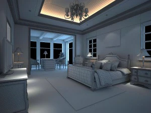 stylish european bedroom 1825 3D Model