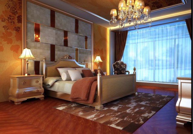 stylish european bedroom 1826 3D Model .c4d .max .obj .3ds .fbx .stl .blend 