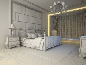 stylish european bedroom 1826 3D Model